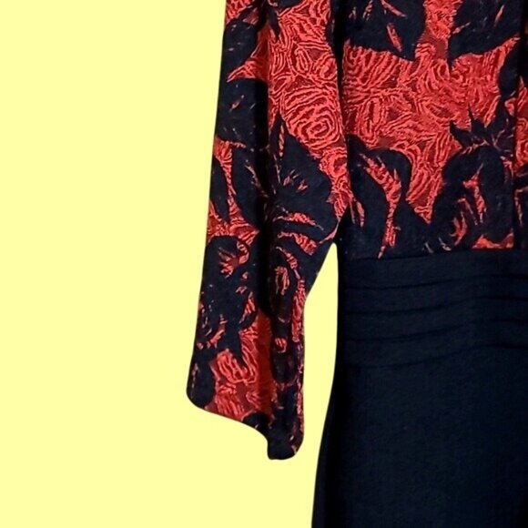 Homeyee Women's Size 10 V-Neck Dress Red and Black Beauty! NWT - Picture 4 of 8